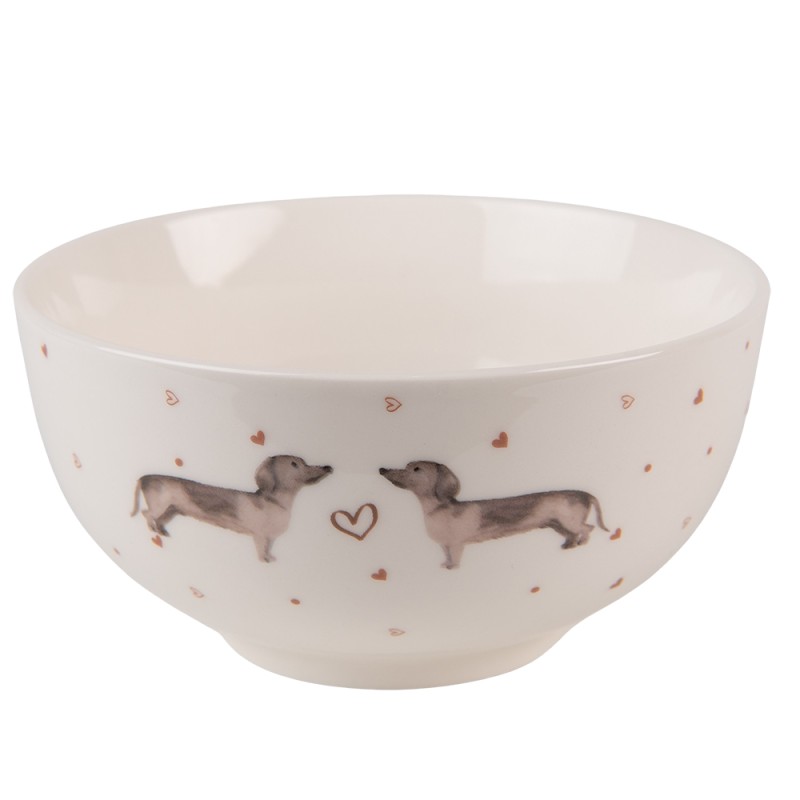 Clayre & Eef Bol à soupe 500 ml Beige Marron Porcelaine Teckels