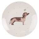 Clayre & Eef Breakfast Plate Ø 20 cm Beige Brown Porcelain Dachshund