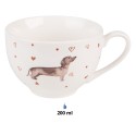 Clayre & Eef Cup and Saucer 200 ml Beige Brown Porcelain Round Dachshund