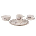 Clayre & Eef Tazza e piattino 200 ml Beige Marrone  Porcellana Rotondo Bassotto