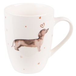 Clayre & Eef Mug 300 ml Beige Brown Porcelain Dachshund