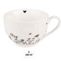 Clayre & Eef Tasse mit Untertasse 200 ml Beige Schwarz Porzellan Blumen