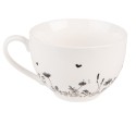 Clayre & Eef Cup and Saucer 200 ml Beige Black Porcelain Flowers