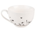 Clayre & Eef Tasse et soucoupe 200 ml Beige Noir Porcelaine Fleurs