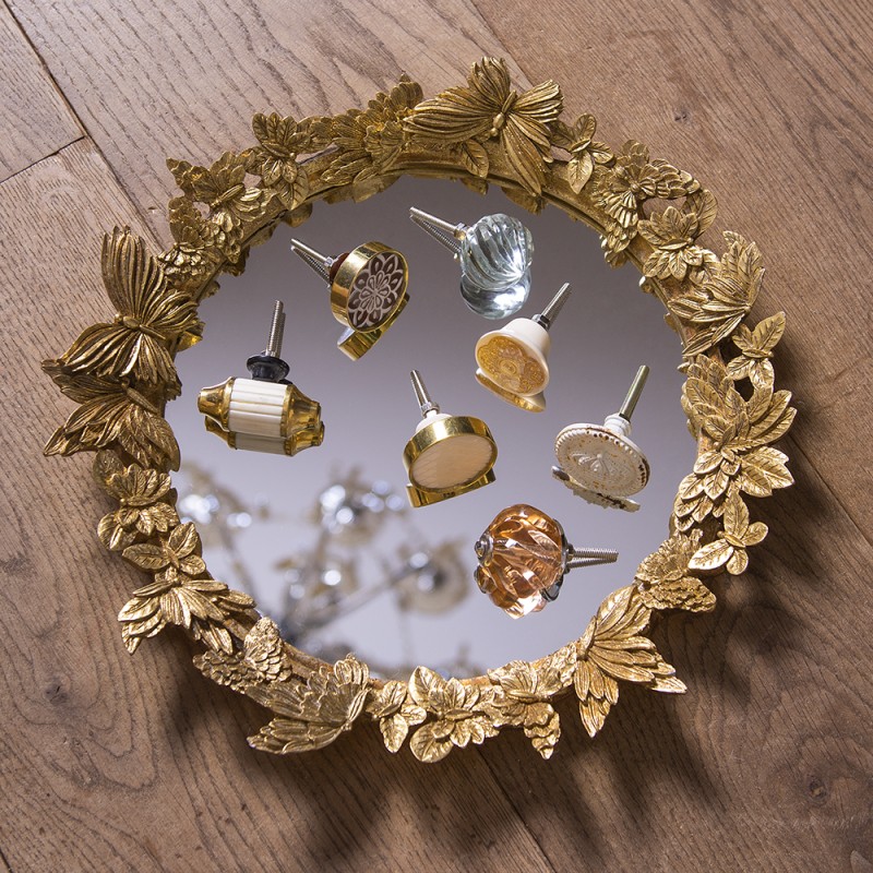 Clayre & Eef Mirror Ø 34 cm Gold colored Plastic Round