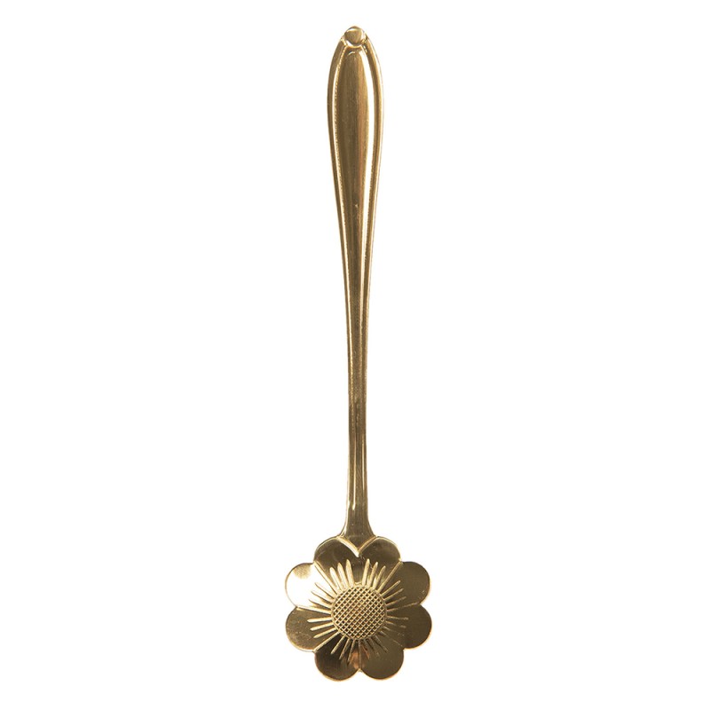Clayre & Eef Teelöffel 12 cm Goldfarbig Metall Blume