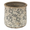 Clayre & Eef Pot de fleurs Ø 17x16 cm Gris Beige Céramique Fleurs