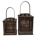 Clayre & Eef Wind Light 19x19x25 cm Brown Bamboo Square