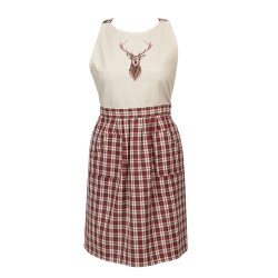Clayre & Eef Kitchen Apron 70x85 cm Red Beige Cotton Deer