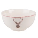 Clayre & Eef Bol à soupe 500 ml Beige Marron Porcelaine Rond Cerf