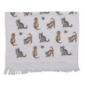 Clayre & Eef Asciugamano per ospiti 40x66 cm Bianco Grigio  Cotone Gatti