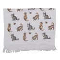 Clayre & Eef Serviette invité 40x66 cm Blanc Gris Coton Chats