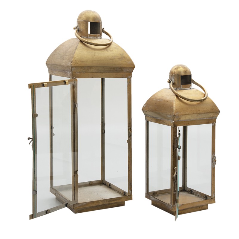Clayre & Eef Lantern Set of 2 Copper colored Iron Rectangle