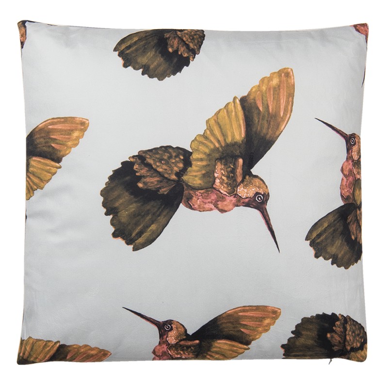 Clayre & Eef Sierkussen  45x45 cm Wit Beige Synthetisch Vierkant Vogels