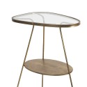 Clayre & Eef Side Table 61x37x70 cm Copper colored Iron Glass Triangle