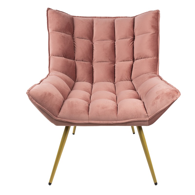 Clayre & Eef Armchair 79x91x93 cm Pink Iron Textile