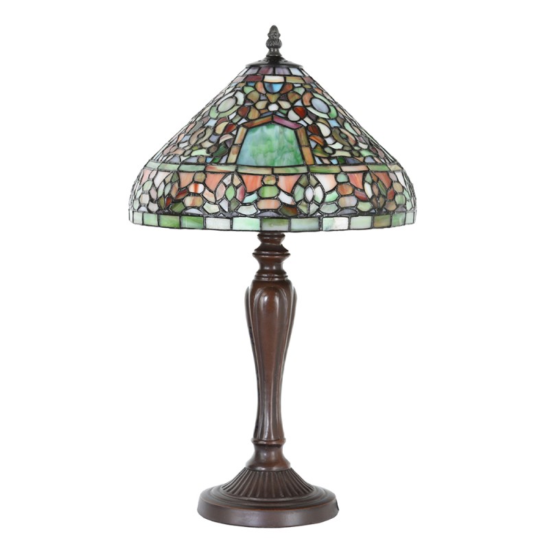 LumiLamp Table Lamp Tiffany Ø 30x53 cm  Green Brown Glass Plastic Round