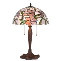 LumiLamp Lampe de table Tiffany Ø 40x60 cm  Rose Verre Plastique Rond Fleurs