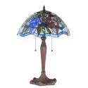 LumiLamp Lampe de table Tiffany Ø 41x60 cm  Bleu Marron Verre Plastique Rond