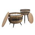 Clayre & Eef Side Table Set of 2 Ø 50x40 cm Brown Iron Wood Round
