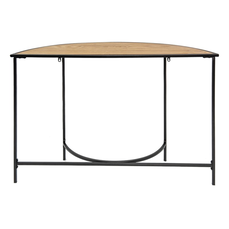 Clayre & Eef Side Table 120x31x81 cm Black Brown Iron Wood Semicircle