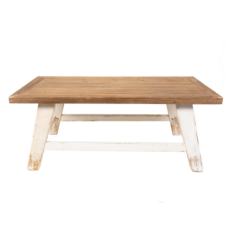 Clayre & Eef Coffee Table 120x60x48 cm White Brown Wood