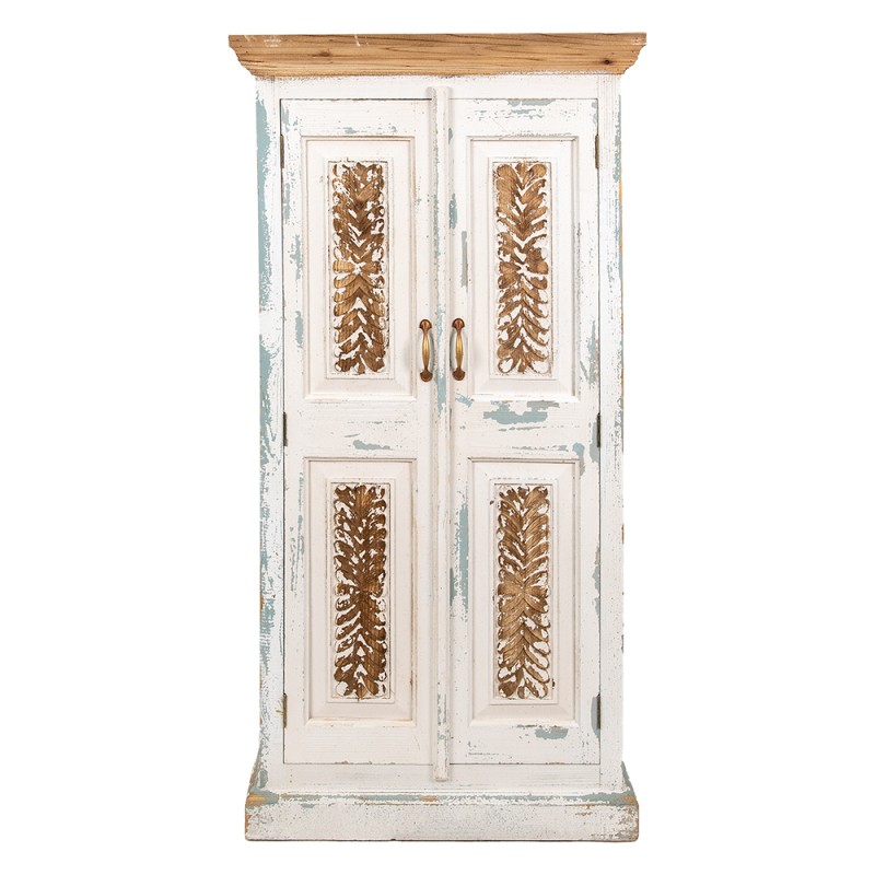 Clayre & Eef Wandkast  76x38x151 cm Wit Bruin Hout