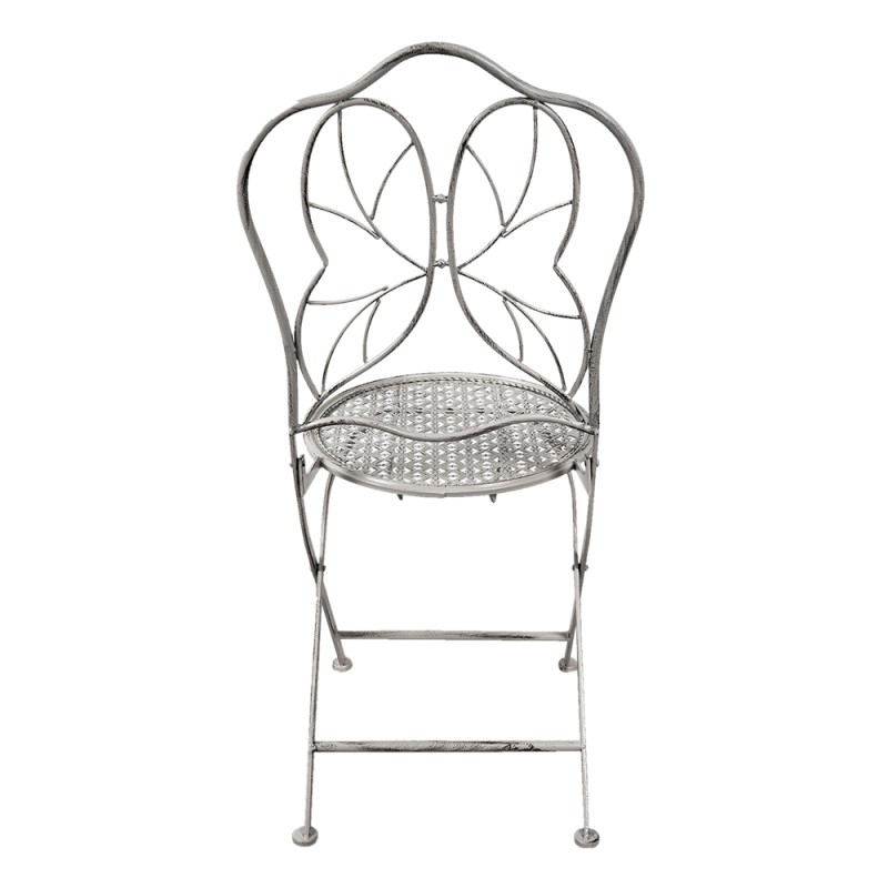 Clayre & Eef Bistro Chair 40x47x93 cm White Iron Butterfly