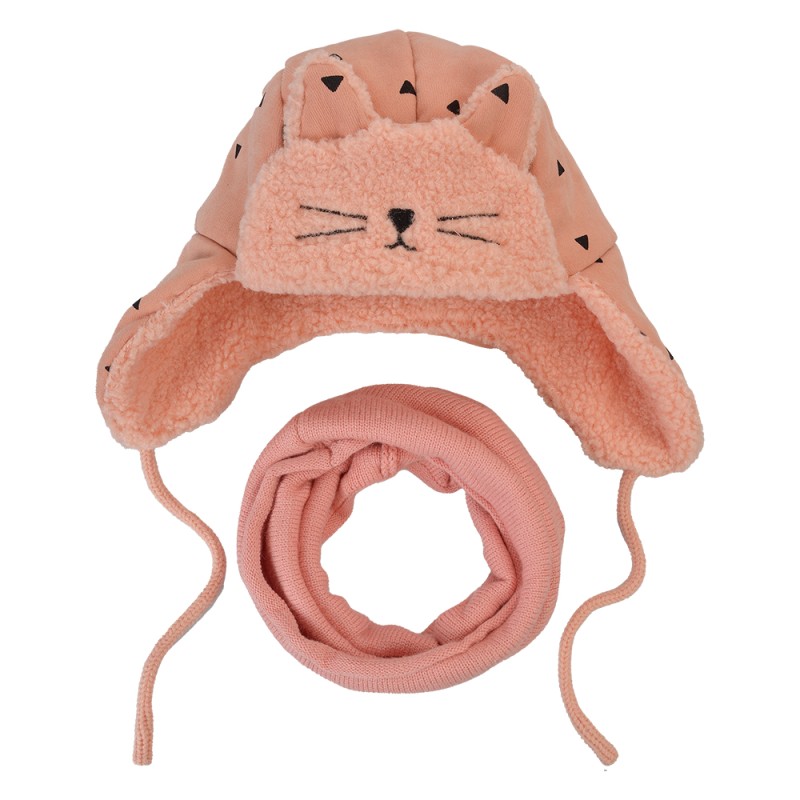 Melady Set of Winter Scarf and Hat for Children Pink Synthetic