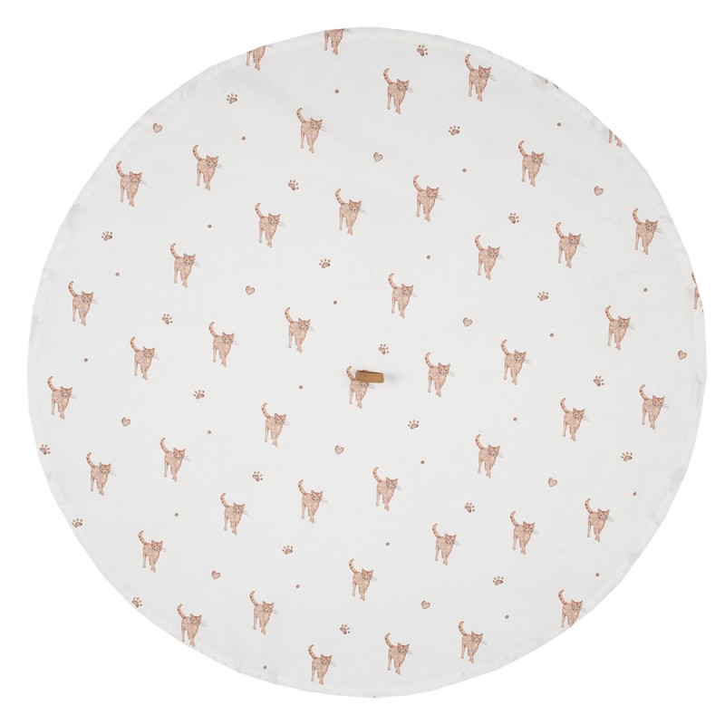 Clayre & Eef Theedoek  Ø 80 cm Beige Bruin Katoen Rond