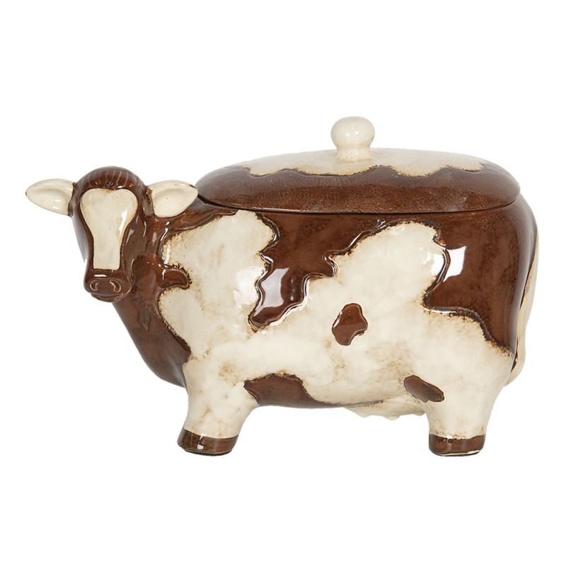 Clayre & Eef Pot de stockage Vache 31x16x18 cm Marron Beige Céramique