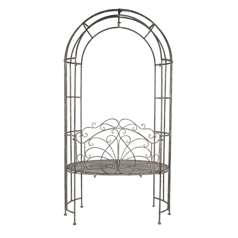 Clayre & Eef Arco da giardino con panca 104x65x204 cm Grigio Ferro