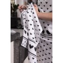 Clayre & Eef Kitchen Apron 70x85 cm White Black Cotton Hearts Birds