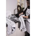 Clayre & Eef Kitchen Apron 70x85 cm White Black Cotton Hearts Birds