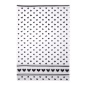 Clayre & Eef Tea Towel  50x70 cm White Black Cotton Hearts