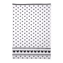 Clayre & Eef Torchon 50x70 cm Blanc Noir Coton Coeurs