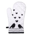 Clayre & Eef Presina da forno 18x30 cm Bianco Nero Cotone Uccelli di cuori