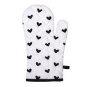 Clayre & Eef Manique de four 18x30 cm Blanc Noir Coton Oiseaux de coeur