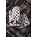 Clayre & Eef Oven Mitt 18x30 cm White Black Cotton Hearts Birds