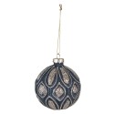 Clayre & Eef Christmas Bauble Set of 4 Ø 8 cm Blue Glass