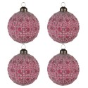 Clayre & Eef Christmas Bauble Set of 4 Ø 8 cm Red Glass