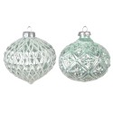 Clayre & Eef Christmas Bauble Set of 2 Ø 10 cm Green Glass