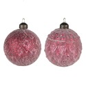 Clayre & Eef Christmas Bauble Set of 2 Ø 8 cm Red Glass