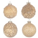 Clayre & Eef Christmas Bauble Set of 4 Ø 10 cm Yellow Glass