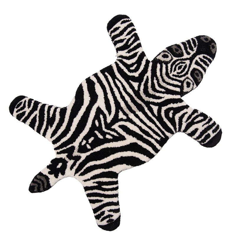 Clayre & Eef Vloerkleed Zebra 60x90 cm Zwart Wit Wol