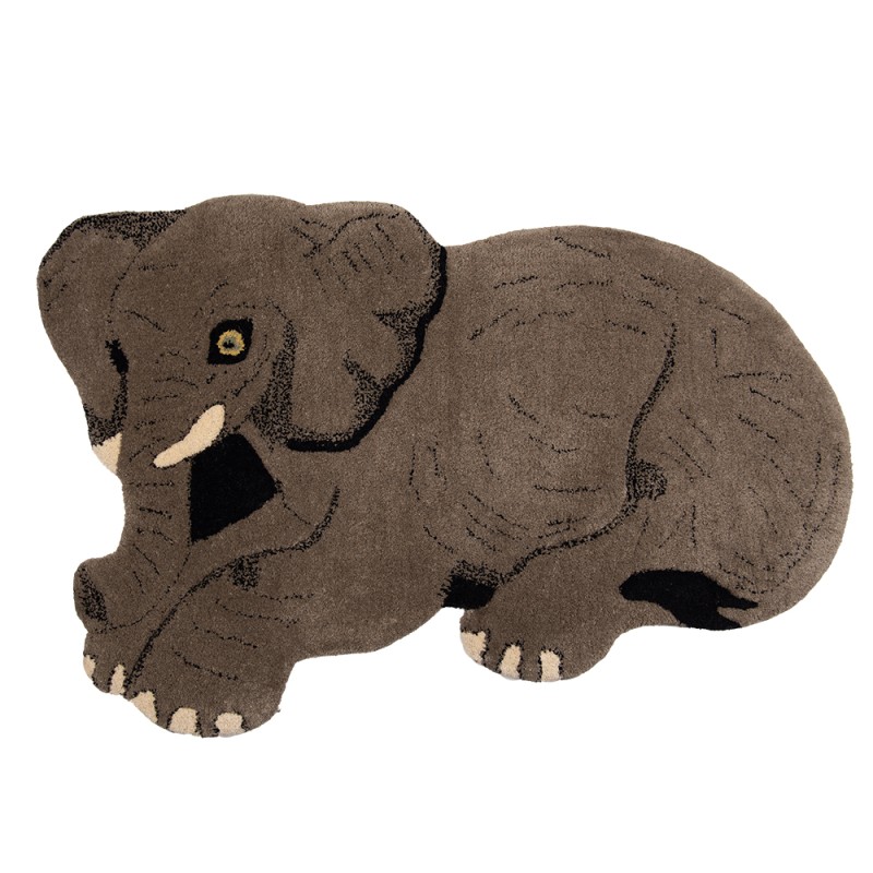 Clayre & Eef Rug Elephant 60x90 cm Grey Wool