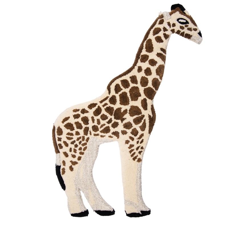 Clayre & Eef Teppich Giraffe 60x90 cm Beige Braun Wolle