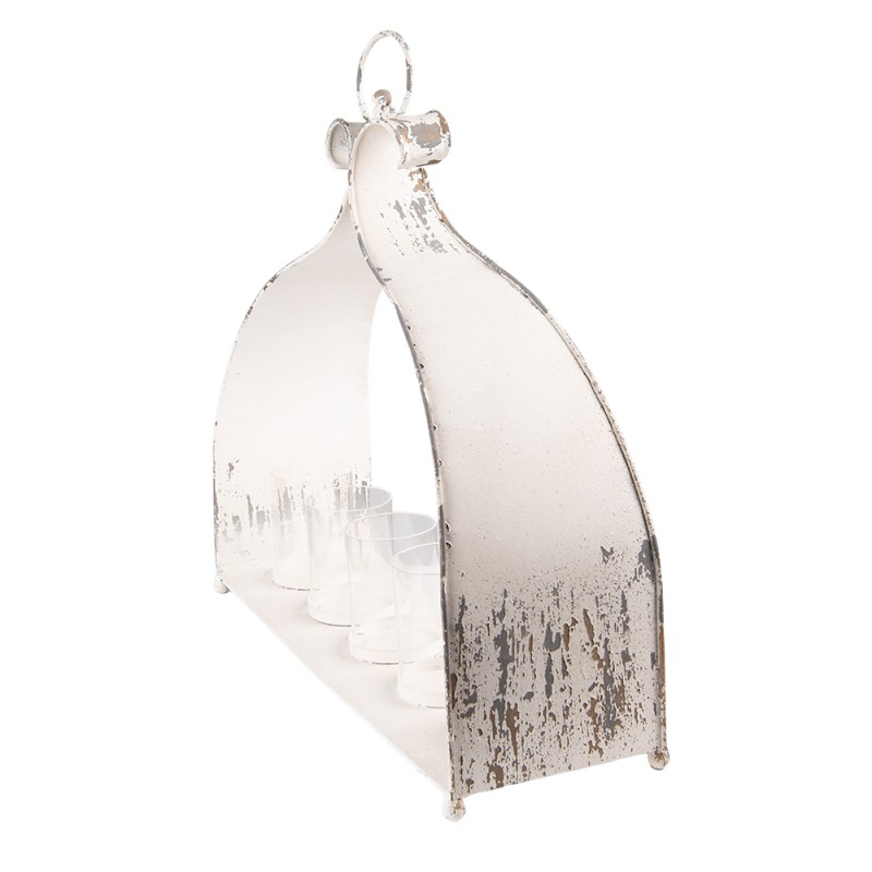 Clayre & Eef Tealight Holder 53x16x50 cm Beige Iron Glass