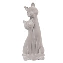 Clayre & Eef Statuetta Gatto  32 cm Grigio Beige Ceramica