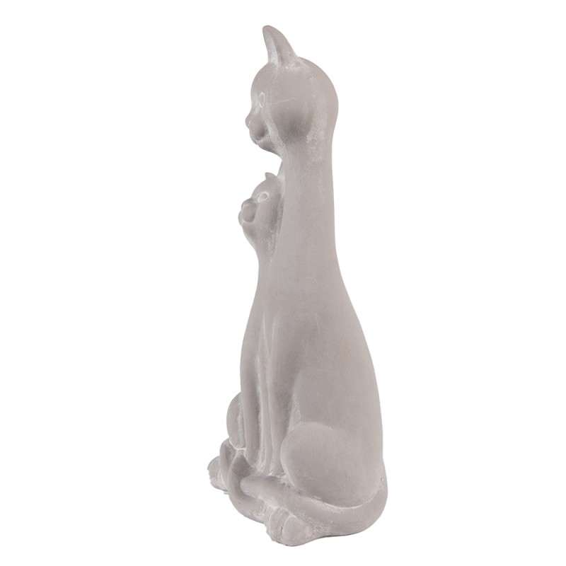 Clayre & Eef Figurine Chat 32 cm Gris Beige Céramique
